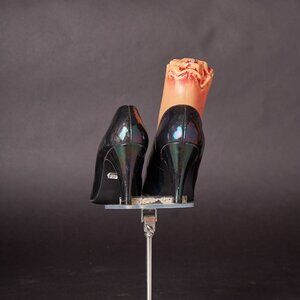1980s Metallic Iridescent Black Pumps Heels Shoes